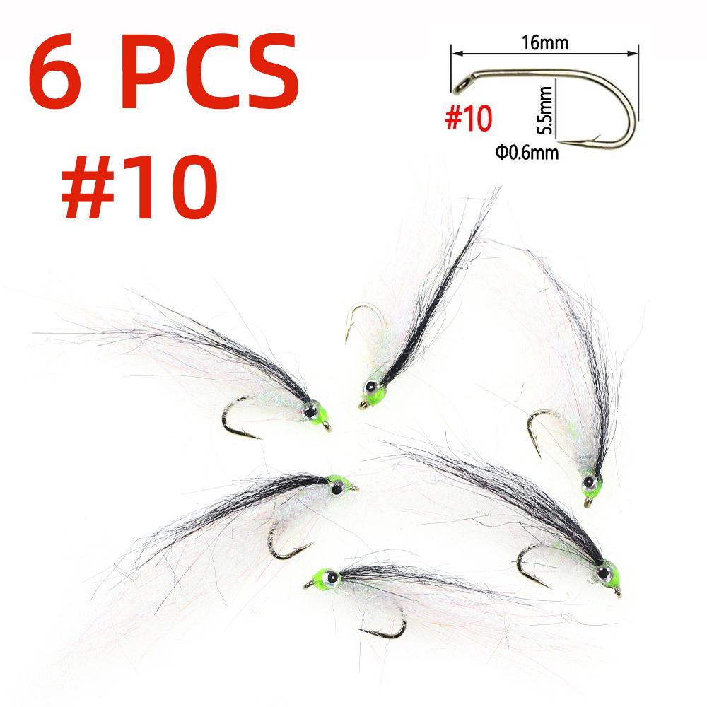 6 шт. раненый ледяной даб Minnow Fly EP шелковистое волокно наживка стример муха