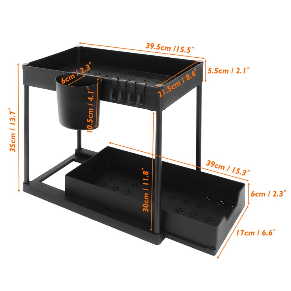 Under Sink Organizers and Storage Large Capacity Heavy Load Pull-out Under Sink Shelves with Sliding Drawer for Kitchen Bathroom