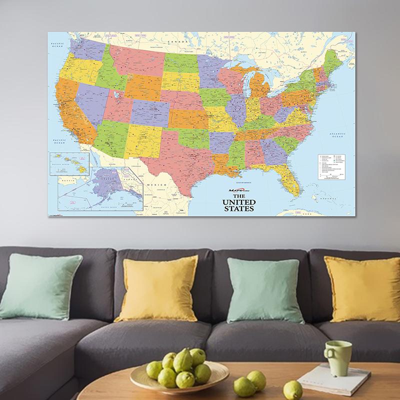 The World Political Map Detailed Painting Wall Art Poster Home Decoration School Education Supplies