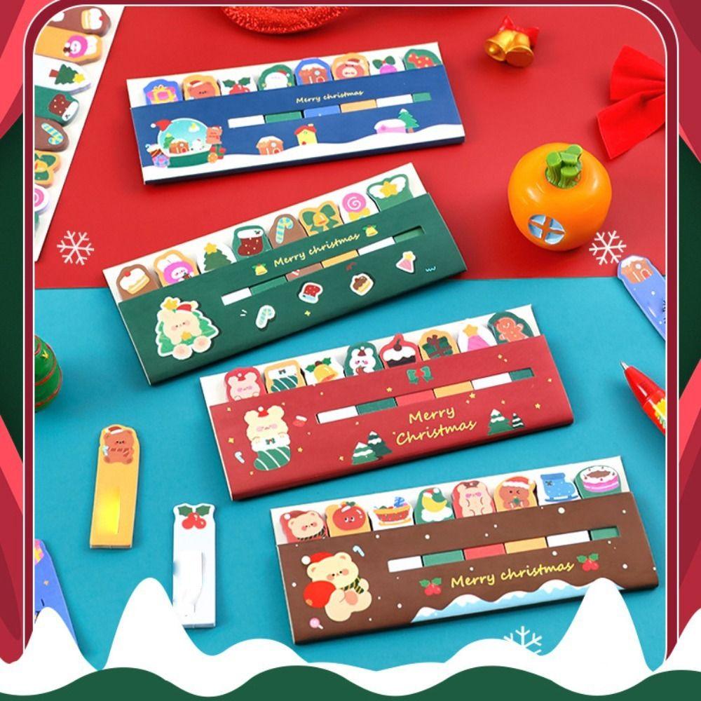 Study Supplies 120 Sheets Christmas Sticky Notes Cartoon Cute Label Note Stationery Christmas Gift Christmas Memo Pad Students