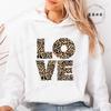 Women Hoodies Tops Funny Heart Leopard Print Hoodie Fashion Clothing Casual Female Sweatshirts Heart Leopard Fashion Streetwear