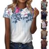 Женская модная повседневная блузка с круглым вырезом и короткими рукавами с цветочным принтом