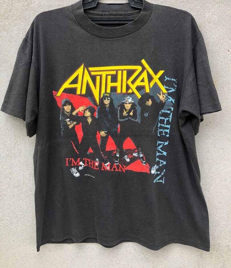 An.thr.a.x Im The Man Футболка Группы Черная Унисекс Короткий Рукав Все Размеры S-2345XL Унисекс Футболка