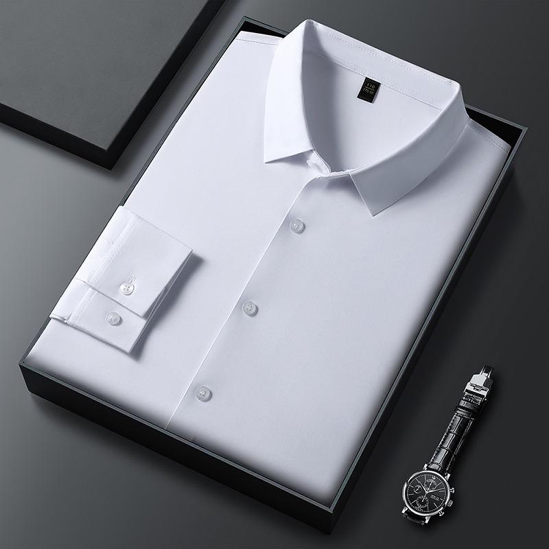 Весенняя мужская бесшовная немнущаяся рубашка в стиле business casual с длинным рукавом