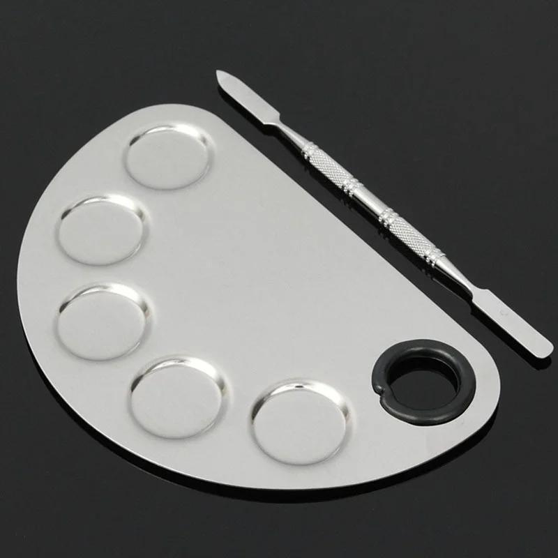 Палитра из нержавеющей стали Акварельные краски Палитра для макияжа лица Шпатель Краски для смешивания тональных средств Палитра масляных красок