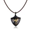 Phoenix Obsidian Shield Amulet Necklace for Men and Women [Coai]