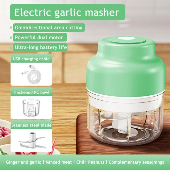 Electric Garlic Masher Mini Portable Veggie Chopper USB Charging Wireless Food Processor Meat Slicer Egg Beater