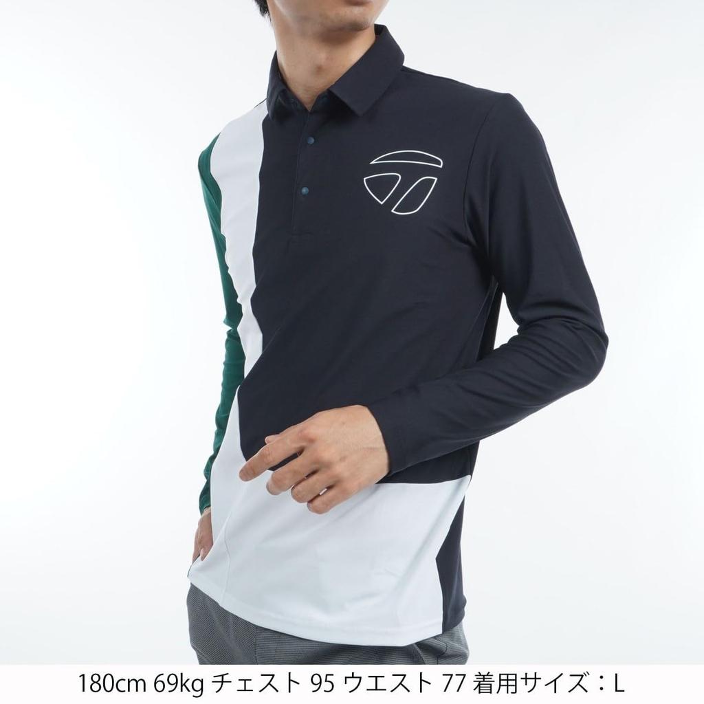 Рубашка-поло с длинным рукавом TaylorMade Color Block, темно-синяя, размер M, мужская, 2024FW UN352