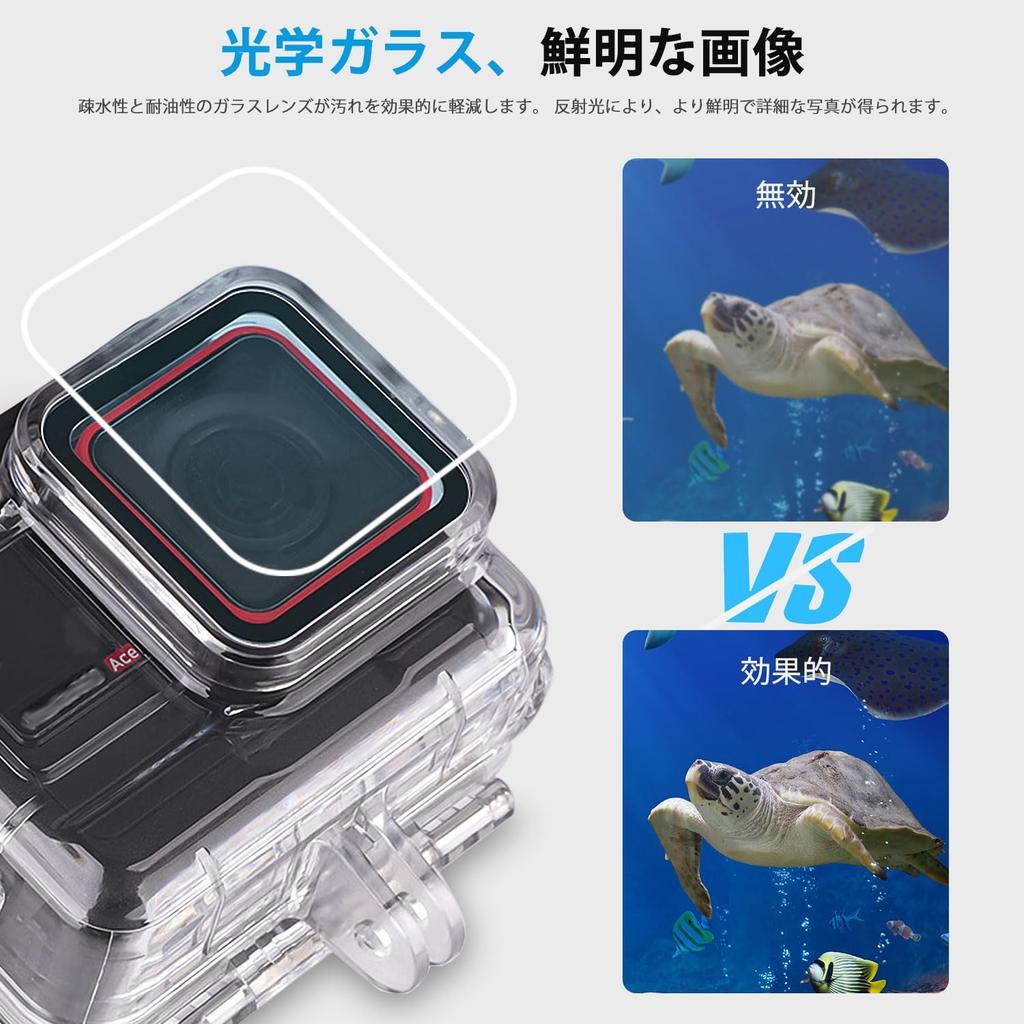 FitStill Waterproof Housing for INSTA 360 Ace Pro Pro Underwater Diving Case Shell with 3 Pack Filters Accessories 2/ace 60m/196ft