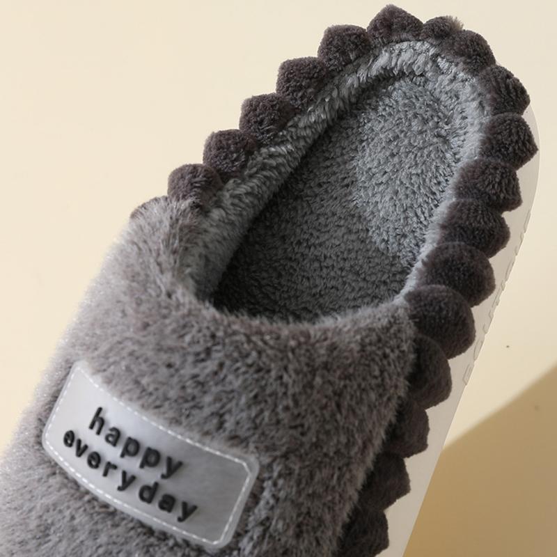Home Slippers Men Plus Size Plush Winter Warm Soft Slippers Male Stripe Indoor Slippers Fashion Trend House Shoe Solid EVA