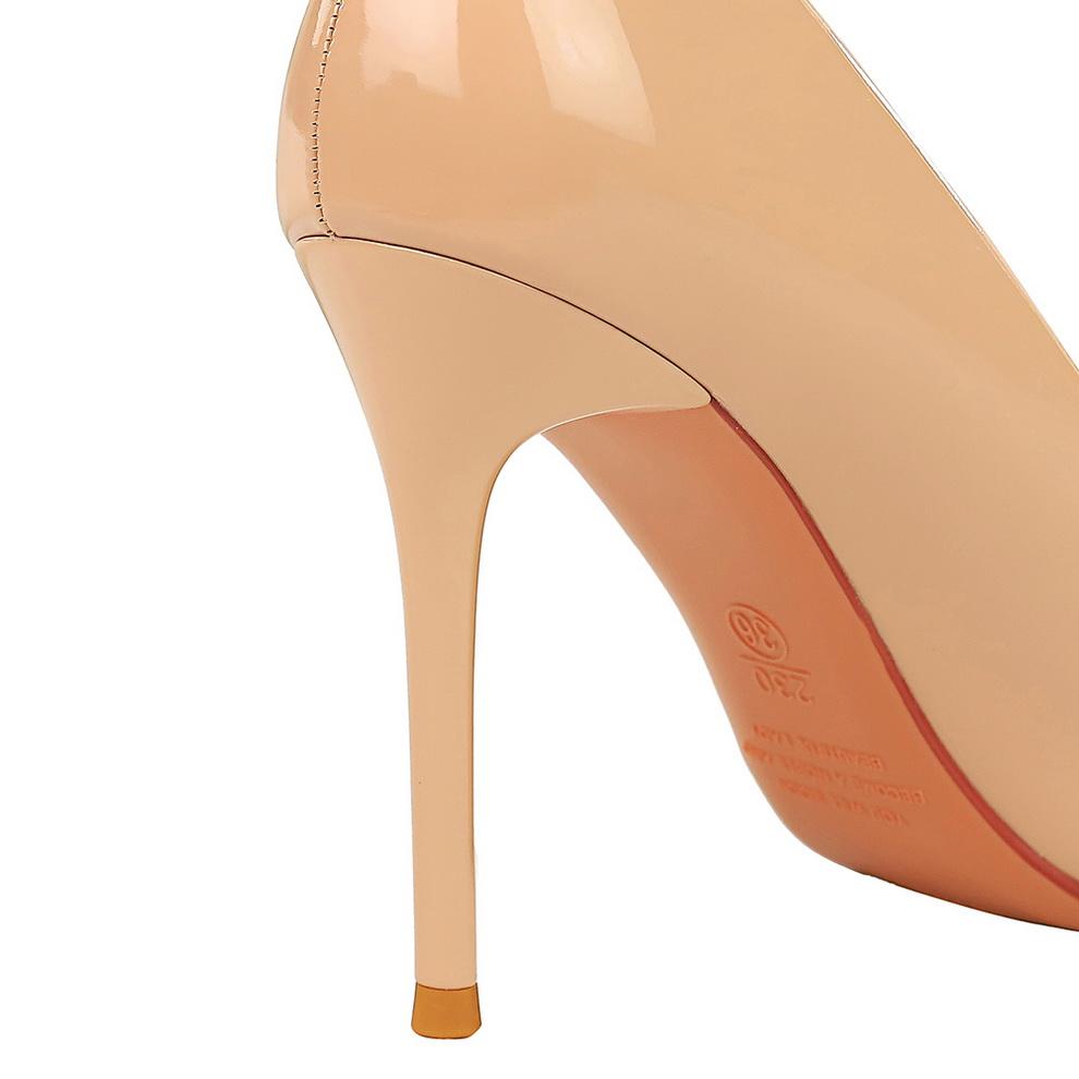 Sexy Slim High Heels Thin Heels, Ultra High Heels Bright Lacquer Skin, Shallow Mouth Metal Pointed Single Shoes