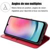 Red Case + 2 Tempered Glasses for Samsung Galaxy A24 - BOOLING - Full Anti-Scratch Synthetic Leather