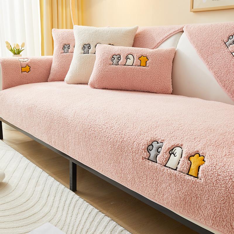 1 шт. Зимний толстый чехол для дивана из овечьей шерсти, нескользящее и не пачкающееся полотенце для сиденья, нордический светлый роскошный плюшевый чехол для дивана, подходит для домашних животных
