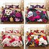 Комплект постельного белья с 3D розой и черепом, цветок, голова черепа, пододеяльник, наволочка, 2/3 шт., ткань из микрофибры, мягкое и удобное украшение для дома