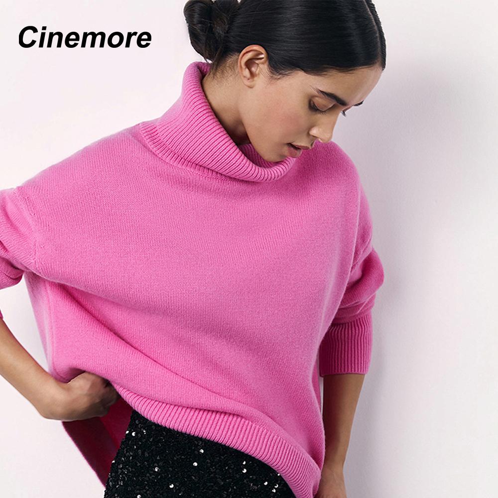 Cinemore Spring Autumn Women's Sweater Solid Oversize Casual Pullovers Warm Basic Long Sleeve Top O Neck Knitted Jumper Sweater