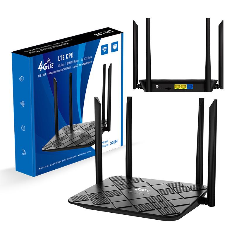 4G Wireless Router with SIM Card Slot, 300M WiFi, Suitable for Europe and Asia Regions.