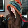 Японская вязаная вручную шерстяная шапка, женская сезонная утепленная защитная шапка, вязаная шапка-пуловер с бахромой
