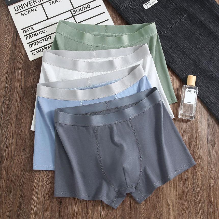 4 PCS Men's Underwear Men's Pure Cotton Antibacterial Boxers Youth Cotton Breathable Boxers Boys' Shorts Underwear