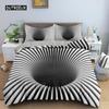 3D Duvet Cover Psychedelic Abstract Black and White Geometry Giddiness Comforter Cover Home Decoration for Boys Teens Children