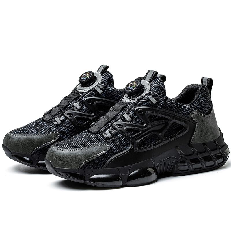 Rotating Button Safety Shoes Men Steel Toe Sneaker Air Cushion Working Footwear Man Puncture Proof Work Safety Boots Protective Shoes