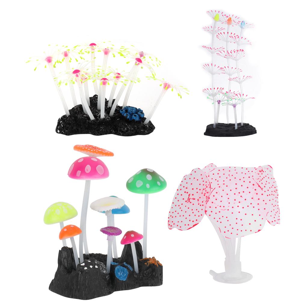 Aquarium Decoration Set Glowing Silicone Coral Decoration Luminous Aquarium Coral Ornaments