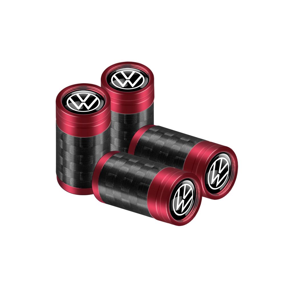 NRYJK1 4PCS Carbon Fiber Car Emblem Wheel Tire Valve Stem Cap Airtight Cover For Volkswagen Vw Tiguan Jetta Mk6 Scirocco GTI Polo 6R R