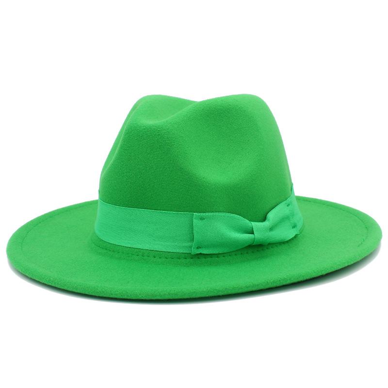 Федора с широкими полями в европейско-американском стиле с бантом: Модная унисекс джазовая шляпа