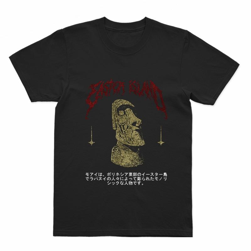 Coolmind U0010-T2 Easter Island Statue Graphic Print Men T Shrit Casual Cool Men Tshirt O-Neck Tee Shirts