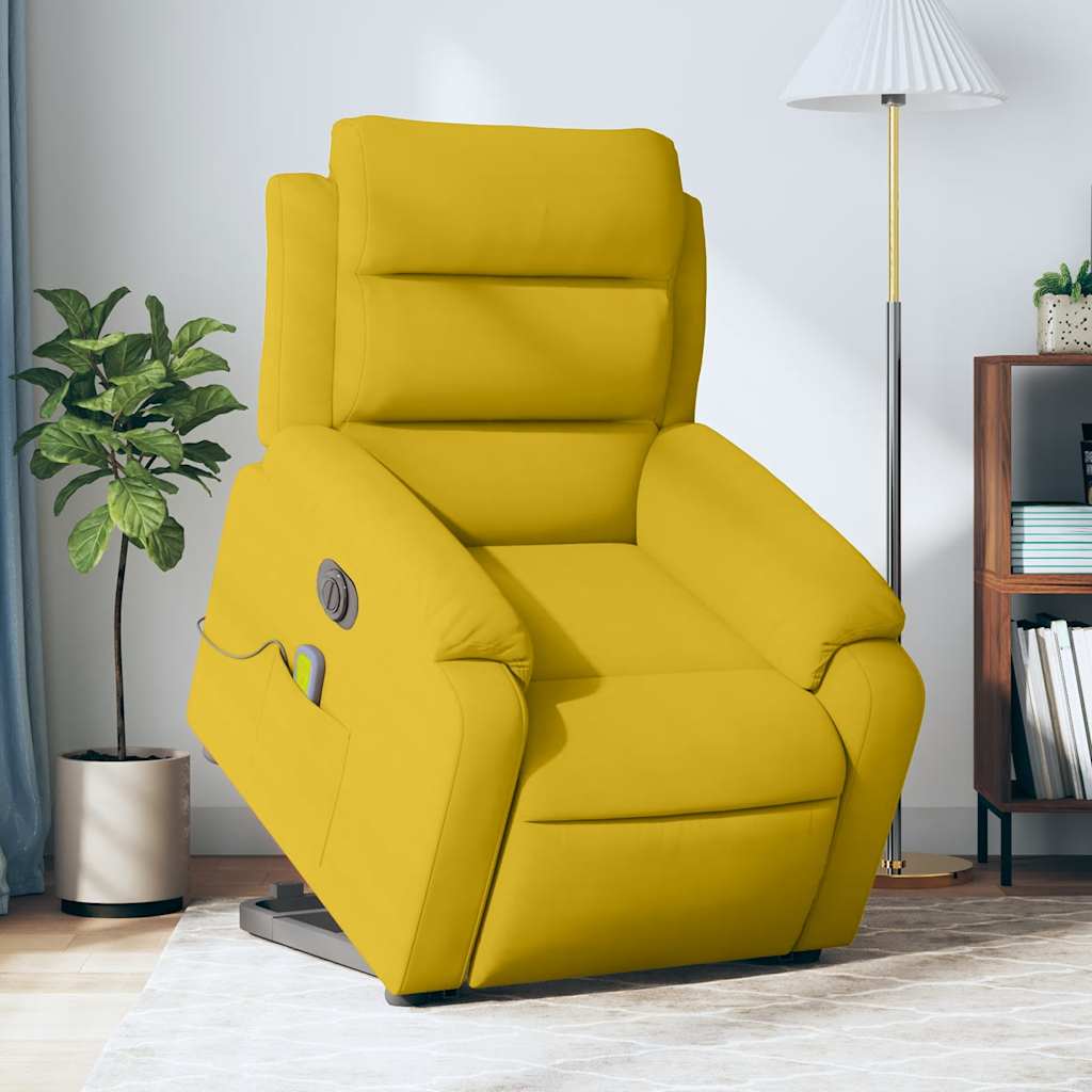 Electric Recliner with Lift Function Yellow Velvet