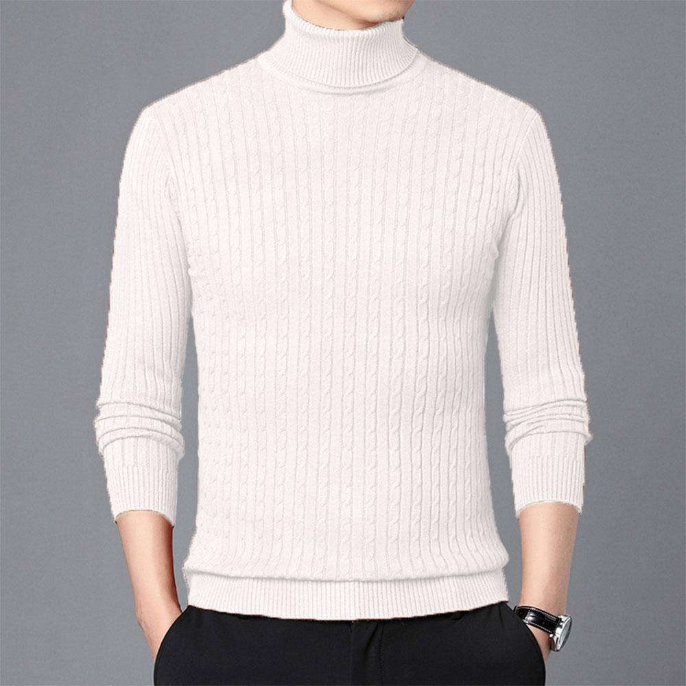 Autumn Men's Turtleneck Knitted Sweaters Winter Warm Slim Fit Pullover Sweater Breathable Solid Color Streetwear Tracksuit
