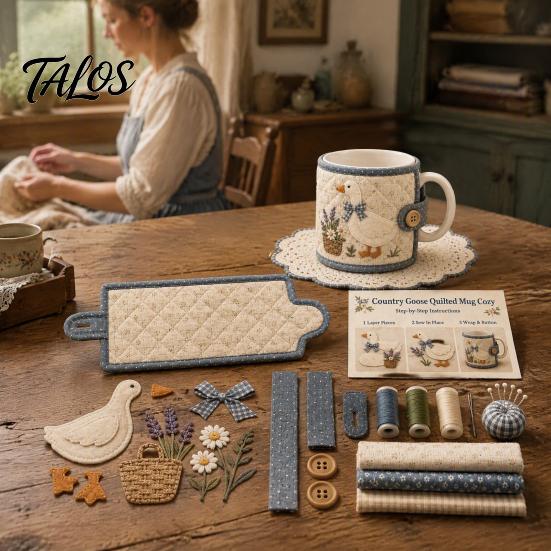 Handmade Coffee Cup Wrap Farmhouse Friends Mug Cozy Sewing Kit, DIY Animal Sleeve Craft, Easy Patterns for Beginners Project with Festive Patterns,
