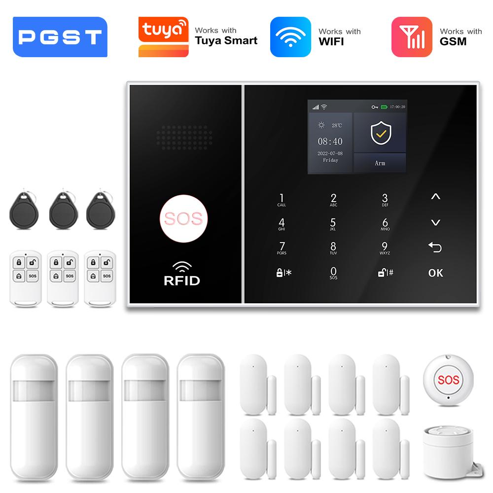 PGST WiFi 4G 2G GSM Домашняя система сигнализации Работает с Tuya Smart Life Защита Безопасность Сигнализация Система безопасности Датчик движения Дверной датчик