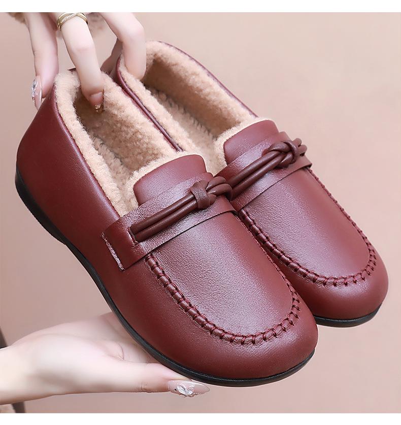 Women's New Fashion Comfortable Leather & Velvet Ankle Boots - Warm and Lightweight Cotton Shoes