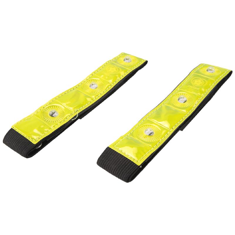 2 X Reflective Band Arm Leg Strap Belt 4 LED Light Cycling Running Jogging