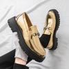 2025 Large Size Shoes, Teenagers Big Head Shoes, One-pedal Loafers, Small Thick-soled Heightening Leather Shoes, Men's Shoes