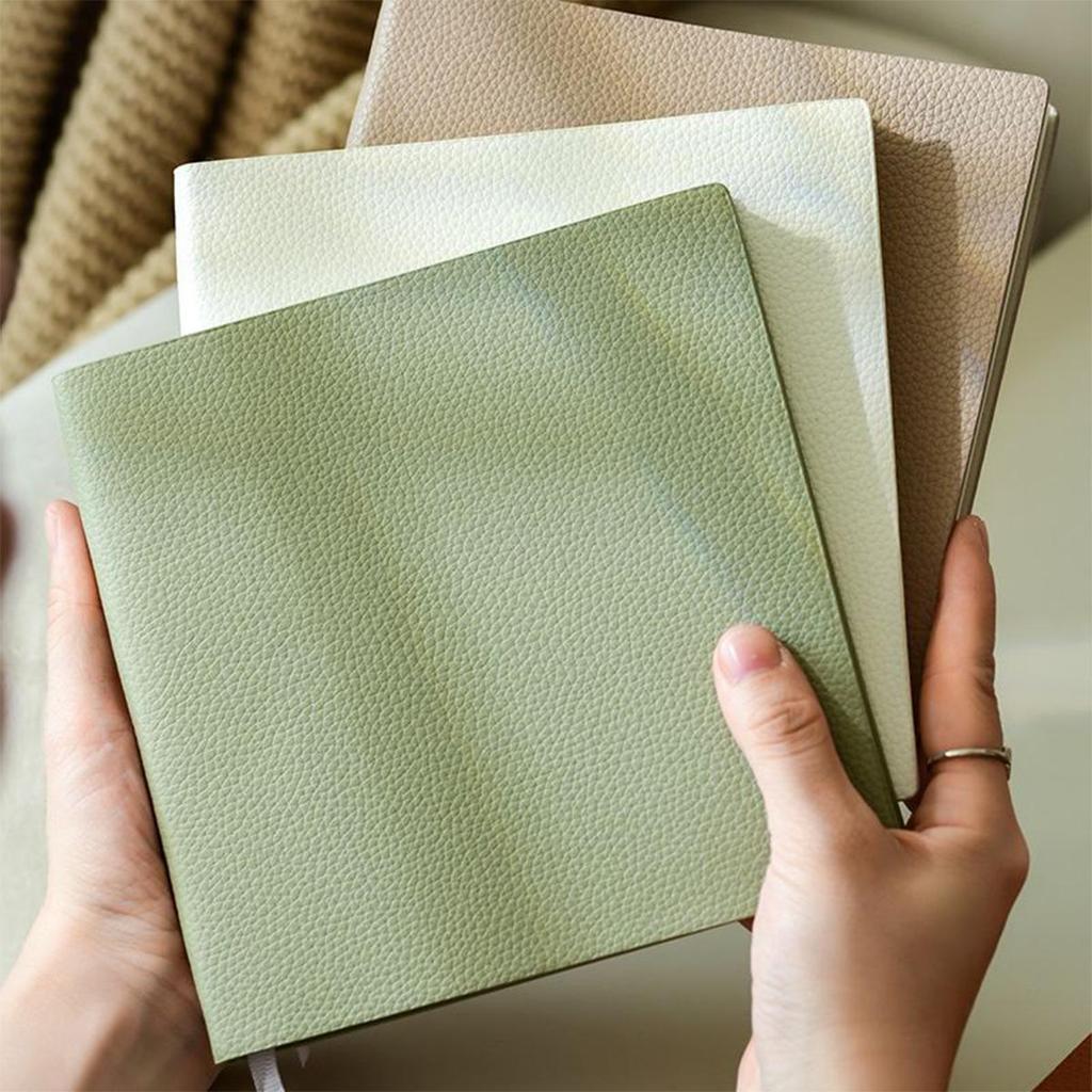 Thickened Leather Square Notebook, Handbook, Student Diary, Girl's Notepad, Travel Journal, Blank/grid Inner Pages, 100 Sheets 200 Pages