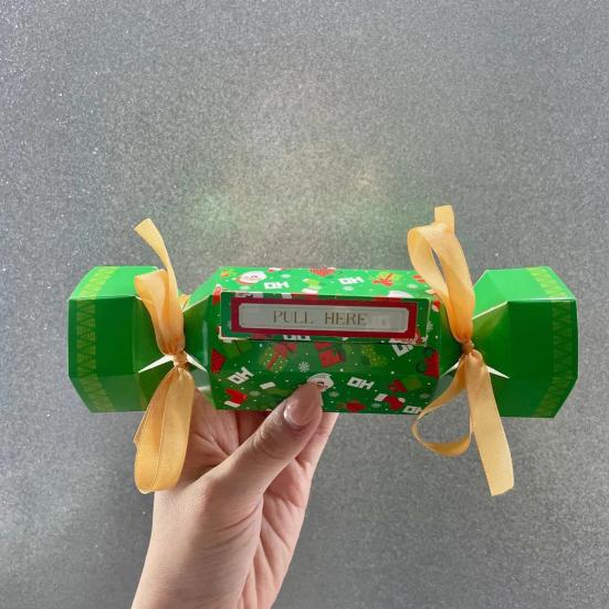 4Pcs Christmas Surprise Money Pull Pouch DIY Cash Pull Out Box with Ribbons Holiday Money Holder for Cash Gift Pull