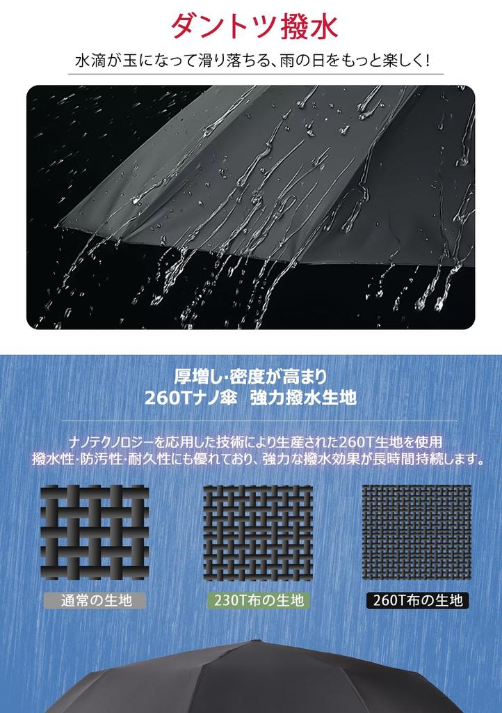 New Vialifer Folding Umbrella with 10 Automatic 260T Super Red Fiberglass Large Folding Umbrella for Men and Rainy Season Typhoon Storage Pouch