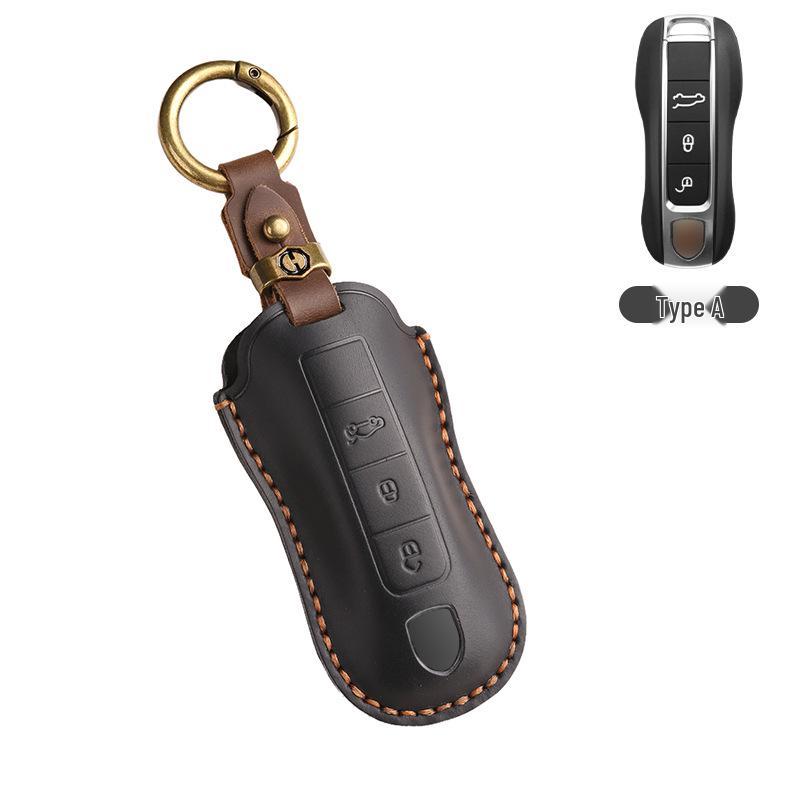 Премиальный кожаный чехол для ключей Porsche: Подходит для Panamera, Macan, Cayenne, 718, 911, Taycan