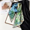 Spring New Herringbone Pattern Pointed Corner Streamer Silk Scarf Women's Double-sided Two-color Large Streamer with High-end Floral Scarf