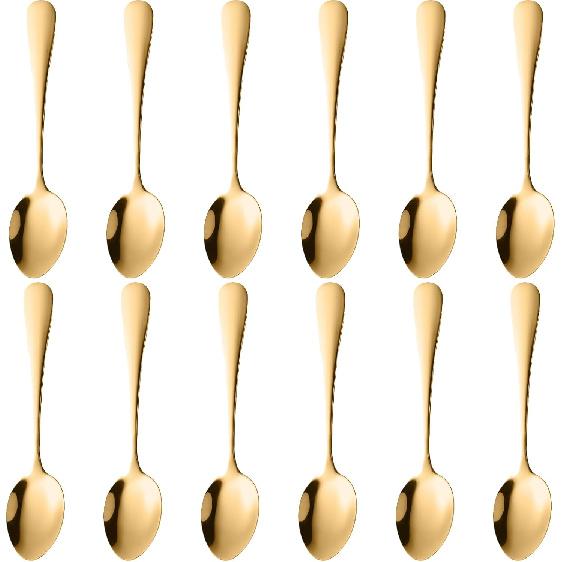 Demitasse Espresso Spoons Set of 6, Gold Stainless Steel Mini Coffee Spoons for Dessert, Tea, Appetizer, Dishwasher-Safe Tiny Stirring Small