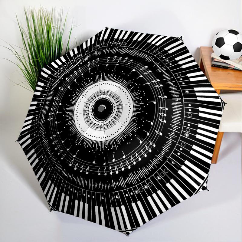 Black White Music Note Umbrella Automatic Open/close, Sturdy Iron Frame & 8-Rib Struct, Umbrella for Women & Men, Christmas Gift