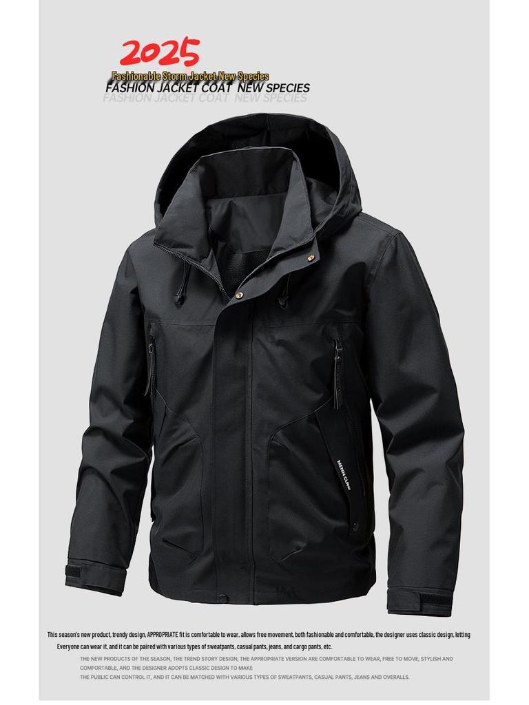 Men's 2025 Spring Trend Hooded Windbreaker: Casual Loose-Fit Workwear Jacket