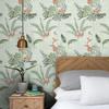 Светло-зеленые ботанические обои с птицами, самоклеящиеся, водонепроницаемые, свежий декор для гостиной, шикарные листья, обои для ванной