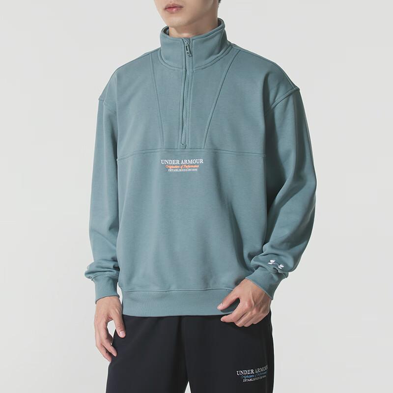 Under Armour OG 96 Свободный спортивный повседневный свитшот на молнии 1/4 Теплый с длинным рукавом Мужской свитшот Змеиный узор Каменно-зеленый 6010095-323