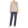 Cotton Blend Cardboard Knit Loungewear with Long Sleeves and Pants Women's