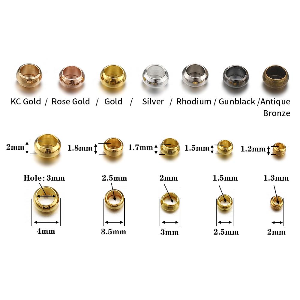 500pcs Gold Silver Color Crimp Beads Copper Ball Stopper Spacer End Beads for Bracelet Necklace DIY Jewelry Making Findings