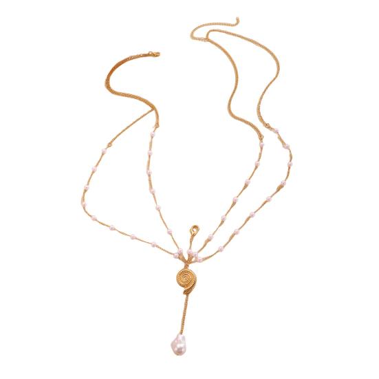 Цепочка на тело Многослойная Двухслойная Цепочка на Тело с Морской Тематикой Имитация Жемчуга Ракушки Морские Звезды Дизайн с Драпировкой