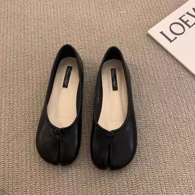 Туфли-лодочки Doudou с плоской подошвой и носком-копытцем, женская обувь, весна и осень, подкова, с раздвоенным носком, туфли-лодочки, красные, женские туфли