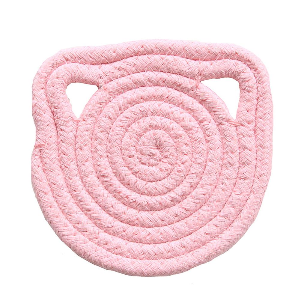 Yarn Braided Cute Cat Ears Placemats Non-Slip, Heat- Resistant For Dining Table